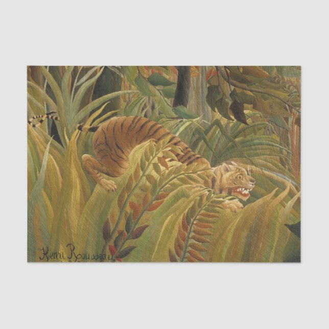 Papel De Seda Rousseau Arte Tropical de Tigres (Frente )