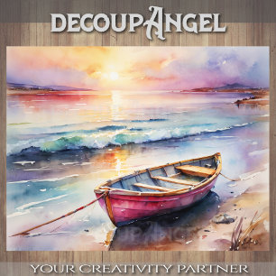 Papel De Seda Rowboat no Sunset Bliss - Decoupage -