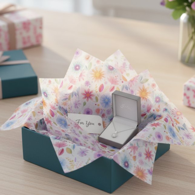 Papel De Seda Roxo Azul Rosa Boho Flor Silvestre (Criador carregado)