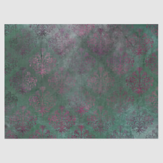 Papel De Seda Roxo Damask on faded green background decoupage (D