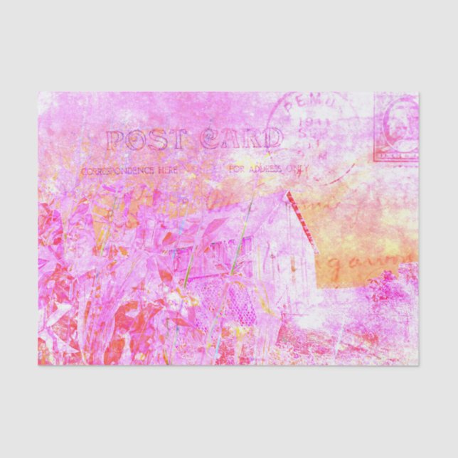 Papel De Seda Roxo de Rótulo Antigo Danificado Rústico Country (Frente )