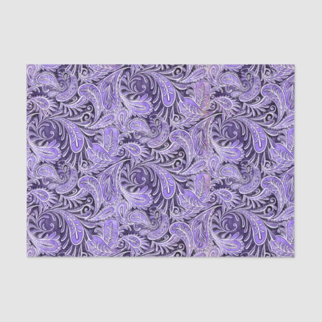 Papel De Seda Roxo do teste padrão de Paisley (Frente )