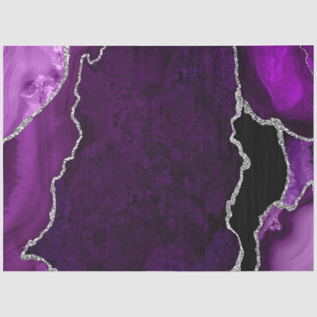Papel De Seda Roxo e Prata Falso Brilho Ágata (Frente )