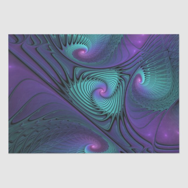 Papel De Seda Roxo encontra Arte Fractal abstrato Turquesa moder (Frente )