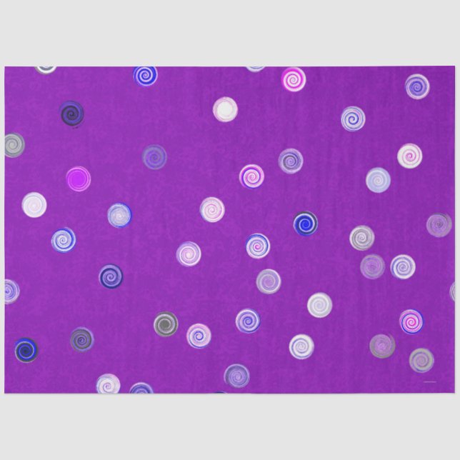 Papel de Seda Roxo Espirais Pontilhados Torcidos (Frente )
