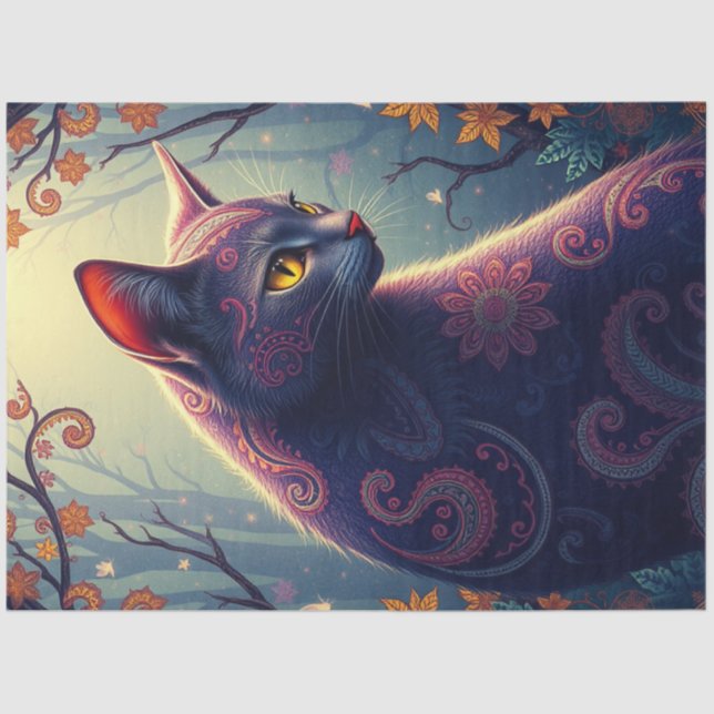 Papel De Seda Roxo Fantasy Cat (Frente )