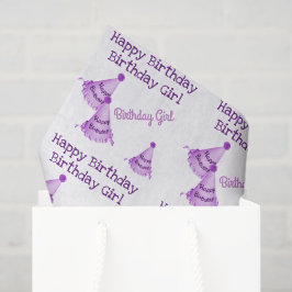Papel De Seda Roxo Feliz Aniversário Rapariga - ou Nome - Chapéu