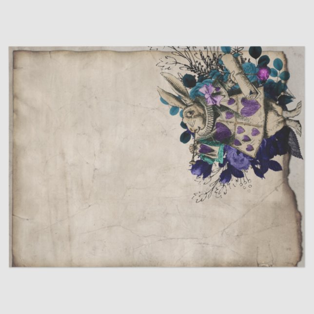 Papel De Seda Roxo Herald White Rabbit Alice no País das Maravil (Frente )