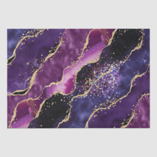 Papel De Seda Roxo Luxuoso Ágata com Brilho Dourado