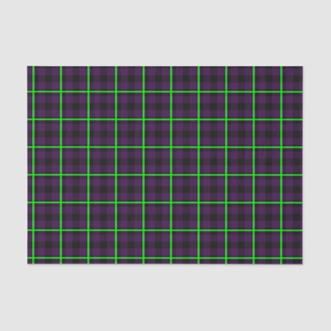 Papel De Seda Roxo Médio e Tartan Verde Neon 01 (Frente )
