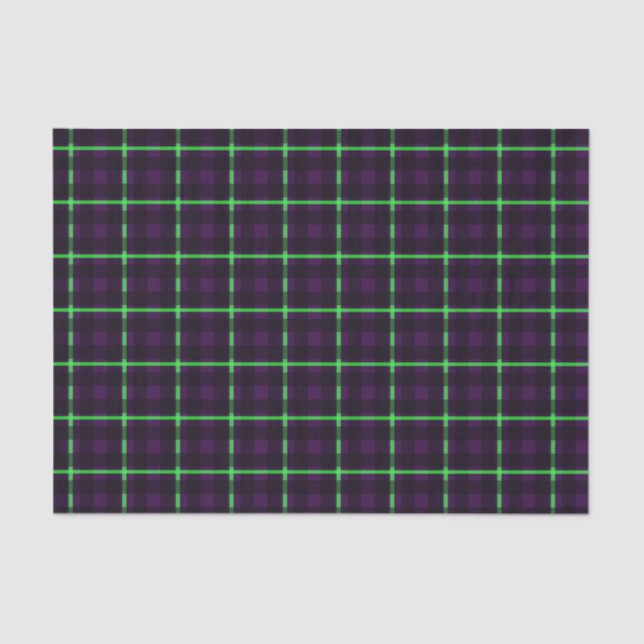 Papel De Seda Roxo Médio e Tartan Verde Neon 02 (Frente )