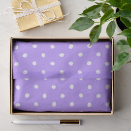 Papel De Seda Roxo Pastel Com Bolinhas Brancas Irregulares