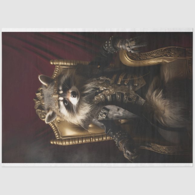 Papel De Seda Royal Regal Raccoon King Decoupage (Frente )