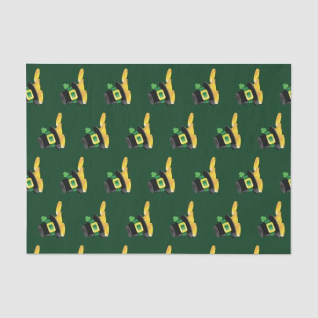 Papel De Seda Rua do dia de Patrick Leprechaun Hat e Moedas Dour (Frente )