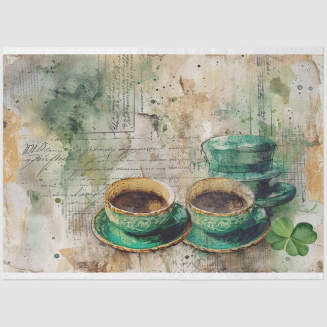 Papel De Seda Rua Patrick Coffee Shamrock Vibe Collage Harmonia (Frente )