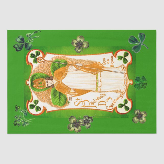 PAPEL DE SEDA RUA.PATRICK O DIA VERDE SHAMROCKS E TRINIDADE (Frente )