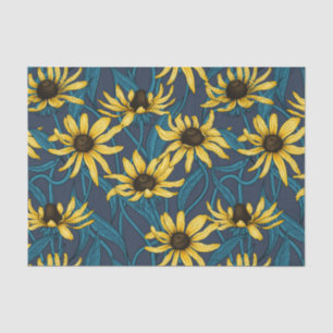 Papel De Seda Rudbekia amarela no marinho