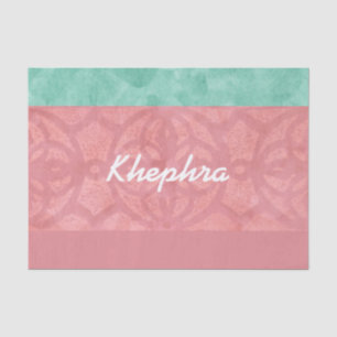 Papel De Seda Ruddy Pink Batik E Blue Watercolor Name