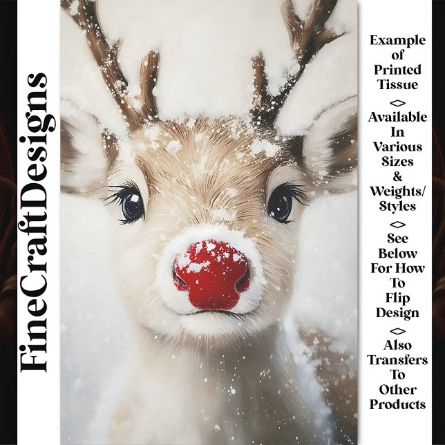 Papel De Seda Rudolph Rudolph Cute Em Neve Na Decoupage BW7 (Criador carregado)