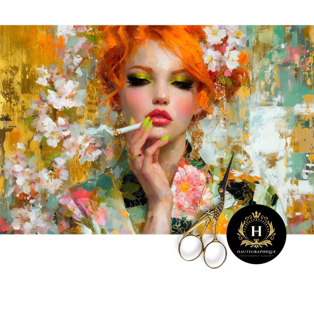 Papel De Seda Ruiva com Unhas Verdes e Decoupage de Cigarro (Criador carregado)