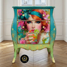 Papel De Seda Ruiva Tropical com Decoupage de Coquetel de Lima