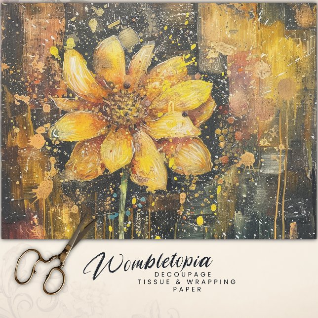 Papel De Seda Ruptura Rústica Abstrato Floral de Girassol (Criador carregado)