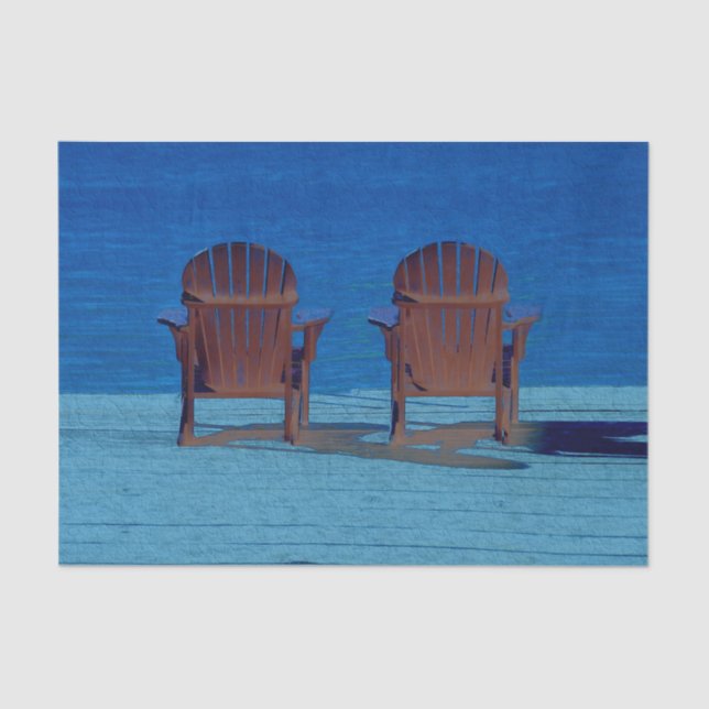 Papel De Seda Russo Adirondack Brown Beach Chairs Blue Ocean (Frente )