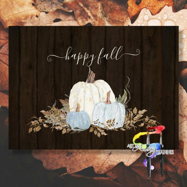 Papel De Seda Russo Feliz Escrita Queda Dusty Blue Pumpkins (Criador carregado)