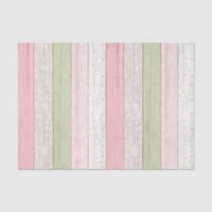 Papel De Seda Russo Sage Verde e Floral Cor-de-Algodão Rosa