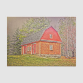 Papel De Seda Russo Vintage Campo Vermelho Farmhouse Madeira Cel