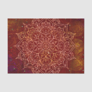 Papel De Seda Rust Red Mandala Dourado Glam Moderna Chic