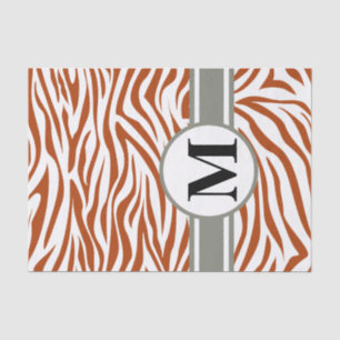 Papel De Seda Rust Red Safari Zebra com monograma