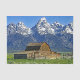 Papel De Seda Rustic Barn Mountain Landscape Photo
