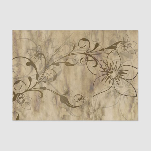 Papel De Seda Rustic Beige e Brown Daisy (Frente )