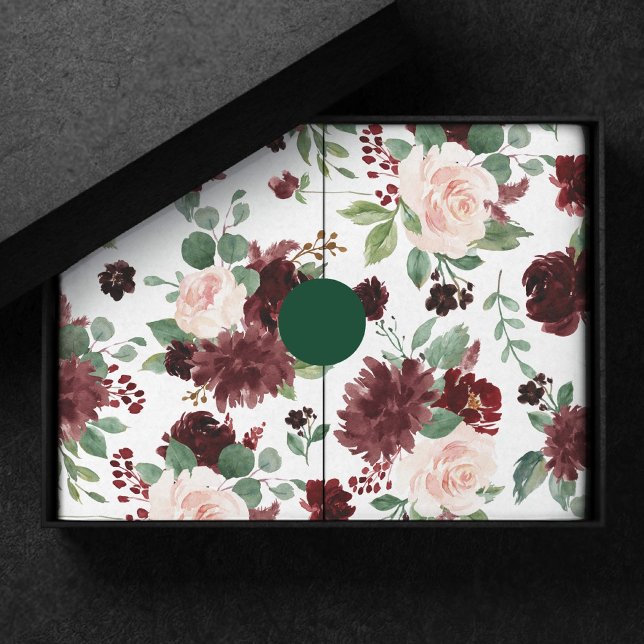 Papel De Seda Rustic Blooms | Terracotta e Marsala Red Pattern (Criador carregado)