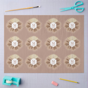 Papel De Seda Rustic Boho Bohemian Pampas Grass Monograma