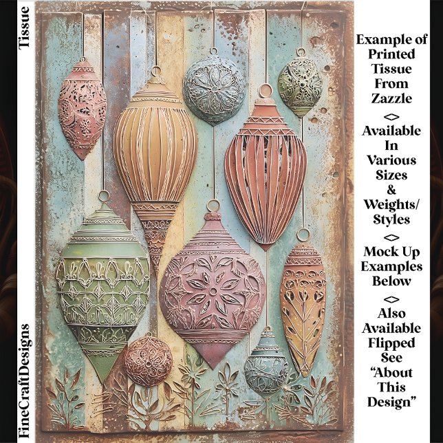 Papel De Seda Rustic Boho Chic Holiday Ornaments EA1L Decoupage (Criador carregado)