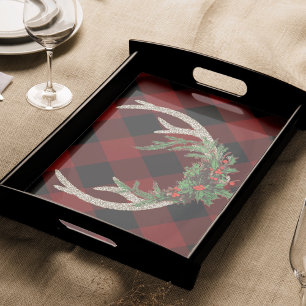 Papel De Seda Rustic Boho Deer Antlers   Xadrez de Natal Floral