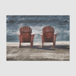 Papel De Seda Rustic Brown Adirondack Beach Chairs Art