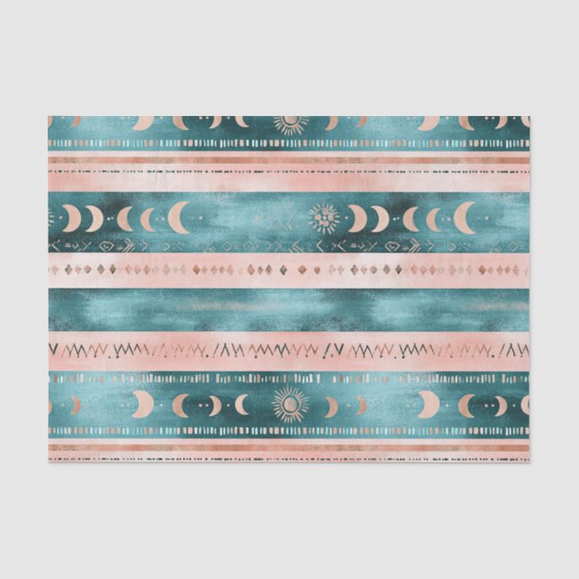 Papel De Seda Rustic Celestial Faixa Lua Sol Terroso (1) (Frente )