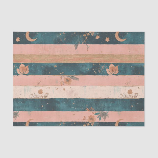 Papel De Seda Rustic Celestial Stripe Moon Sun Earthy (6) (Frente )