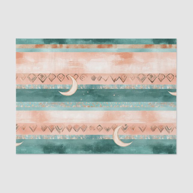 Papel De Seda Rustic Celestial Stripe Moon Sun Earthy (8) (Frente )