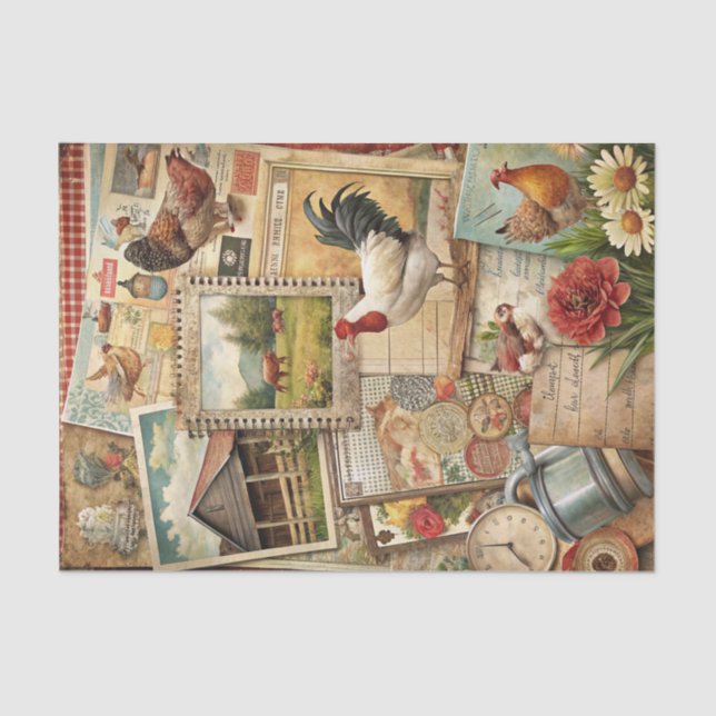 Papel De Seda Rustic Collage Barn and Country Ephemera Crafting (Frente )