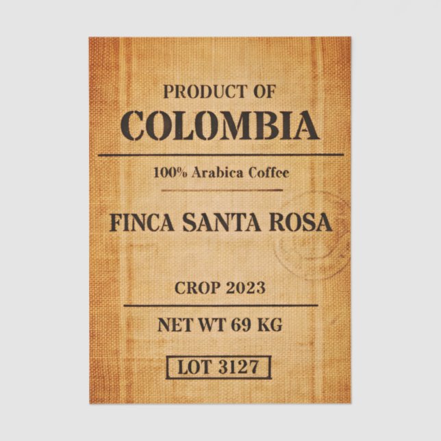 Papel De Seda Rustic Colombian Coffee Burlap Sack FC6 Decoupage (Frente )