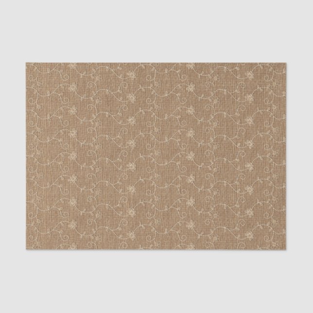 Papel De Seda Rustic Faux Burlap Lace Natal Xmas (Frente )