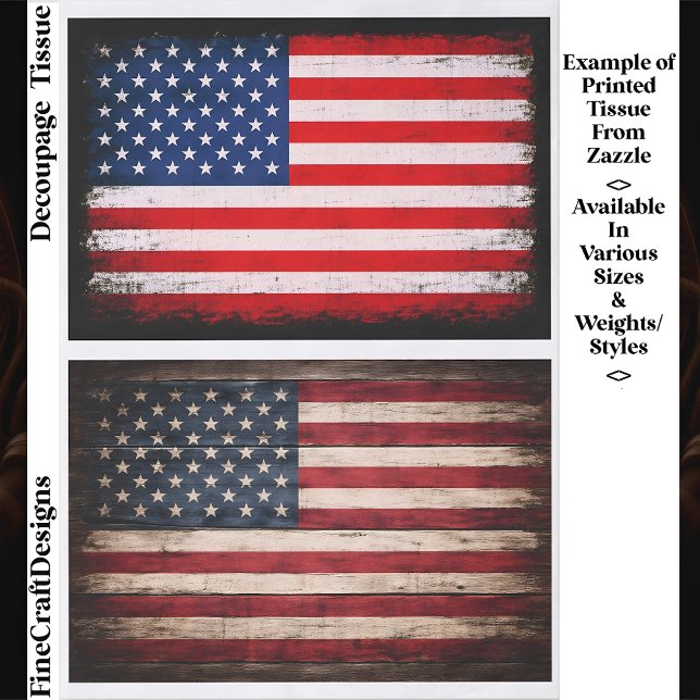 Papel De Seda Rustic & Grunge American Flag Pair EW9 Decoupage (Criador carregado)