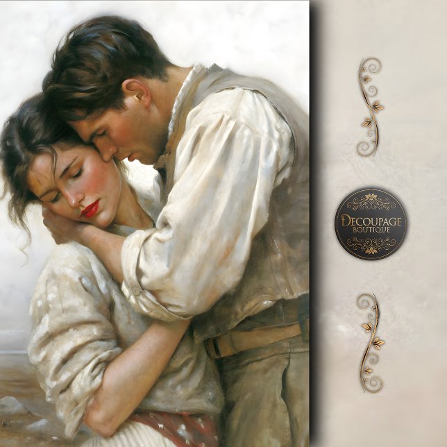 Papel De Seda Rustic Lovers Tender Embrace Decoupage (Rustic Lovers Tender Embrace Decoupage Tissue Paper)