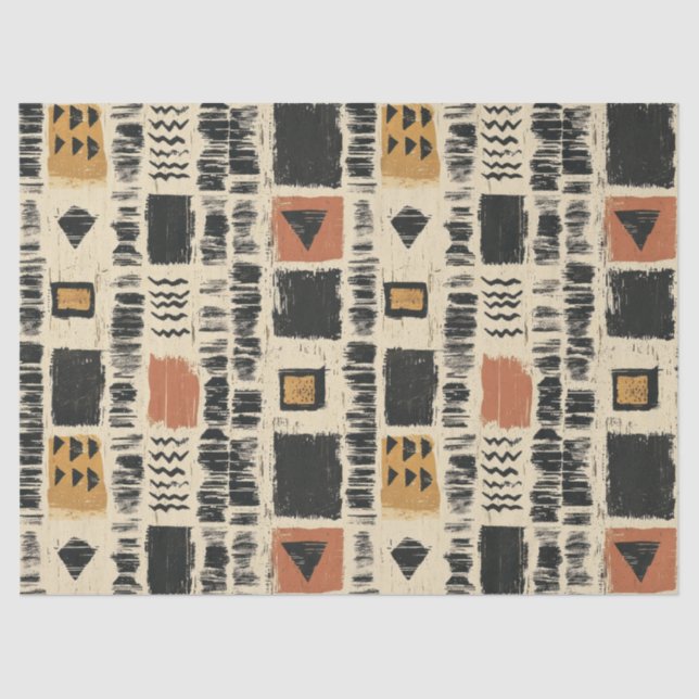 Papel De Seda Rustic Mudcloth Geometric Pattern (3) (Frente )