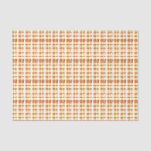 Papel De Seda Rustic Orange Waffle Xadrez Moderna Farmhouse (Frente )