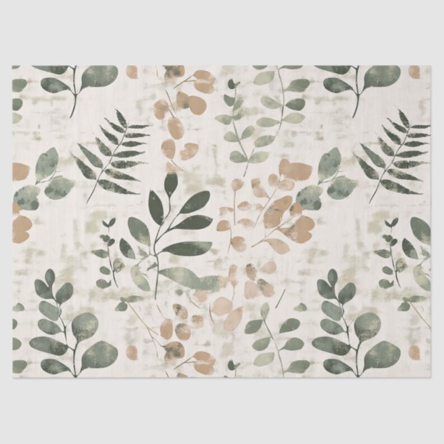 Papel De Seda Rustic Pressed Leaves Pattern –Autumn Botanical 15 (Frente )